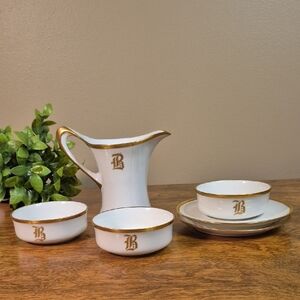 HAVILAND Vintage Monogrammed "B" White and Gold Tone Detail Tableware Collection